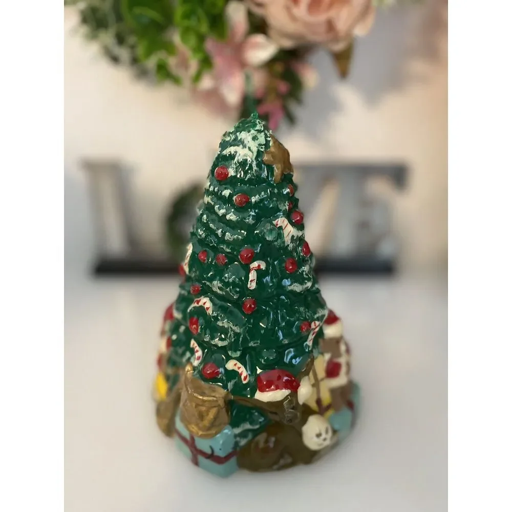 Christmas Tree with Toys & Presents Wax Candle Vintage 1960's Holiday Gift‎ EUC